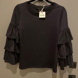 Banana Republic black top with ruffle sleeves